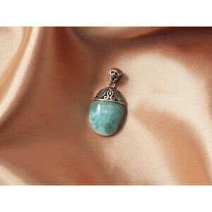 LARIMAR NECKLACE, Natural Larimar Gemstones, Gemstone Necklace, Silver Necklace